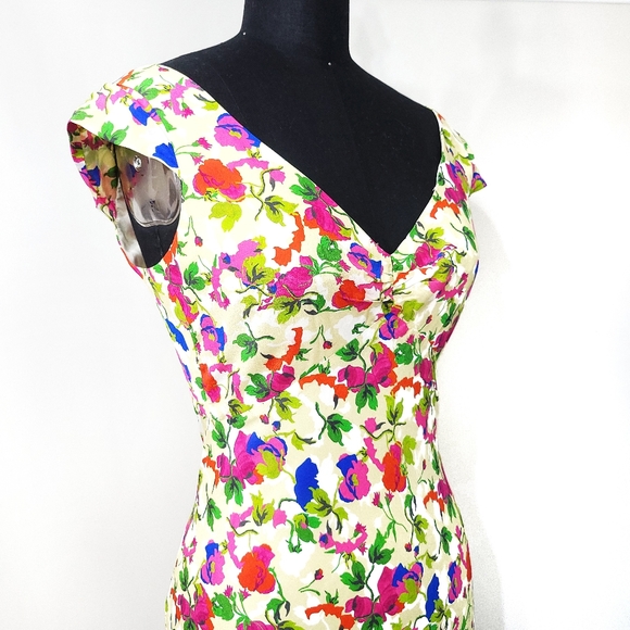 NWOT Saloni 90s Daphne-C Garden Party Silk Floral Slip Maxi Dress - Picture 7 of 16